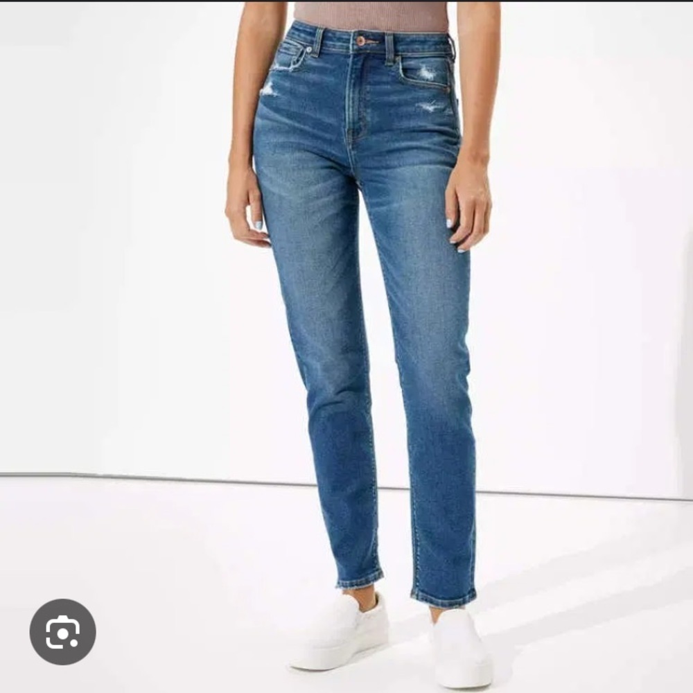 American Eagle Mom Jeans Straight Leg Denim Medium Wash Women's Size 2 Regular